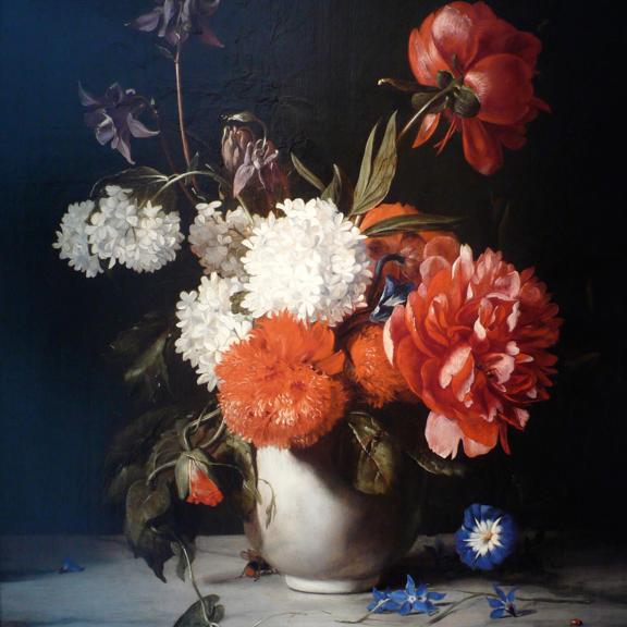 Flowers in a White Stone Vase