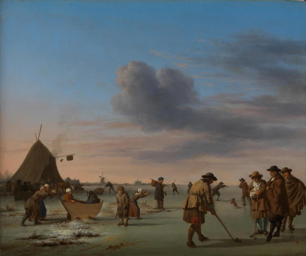 Golfers on the Ice near Haarlem by Adriaen van de Velde