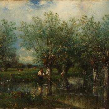 Willows, with a Man Fishing