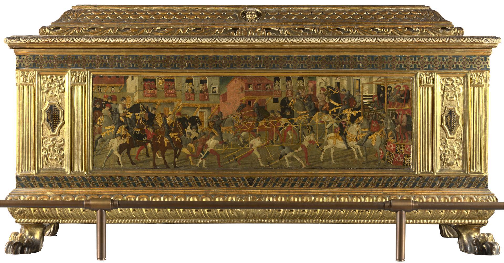 Cassone with a Tournament Scene by Italian, Florentine