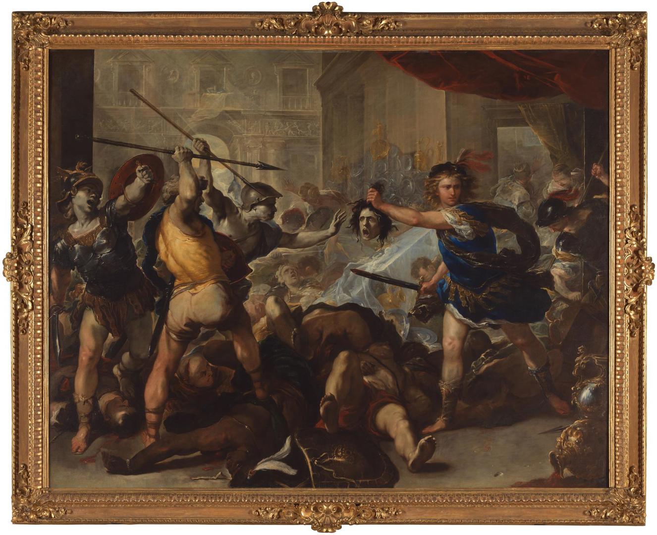 Perseus turning Phineas and his Followers to Stone by Luca Giordano