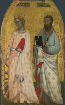 Attributed to Allegretto Nuzi: 'Saint Catherine and Saint Bartholomew'