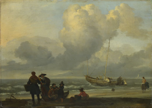 Ludolf Bakhuizen: 'A Beach Scene with Fishermen'