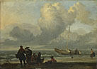 A Beach Scene with Fishermen