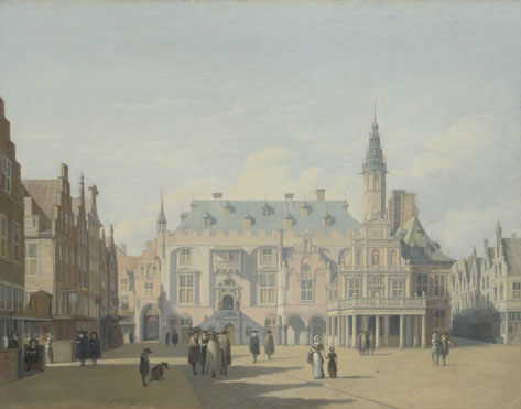 Gerrit Berckheyde: 'The Market Place and Town Hall, Haarlem'