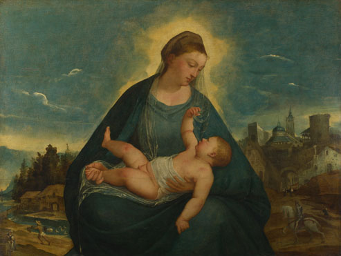 Attributed to Bernardino da Asola: 'The Madonna and Child'