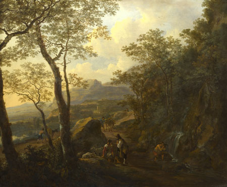 Jan Both: 'A Rocky Italian Landscape with Herdsmen and Muleteers'