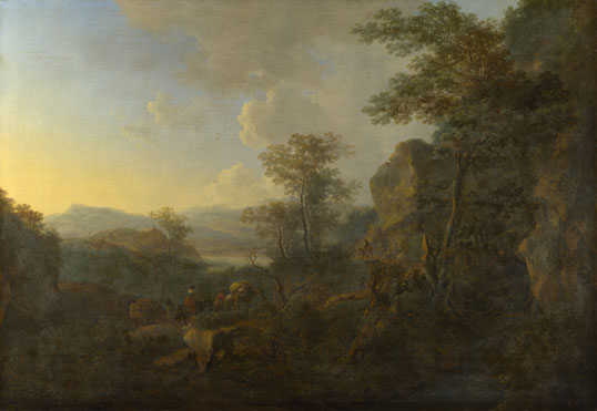 Jan Both: 'A Rocky Landscape with Peasants and Pack Mules'