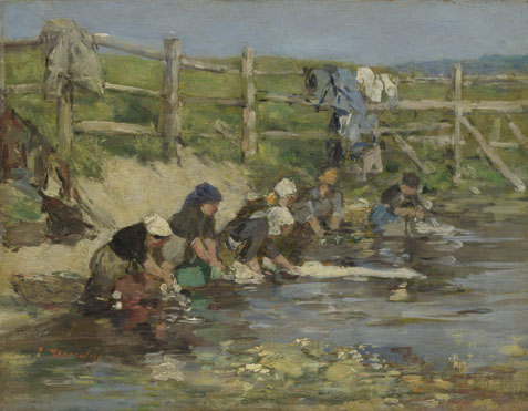 Eugène Boudin: 'Laundresses by a Stream'