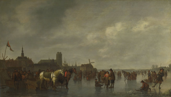 Abraham van Calraet: 'Scene on the Ice outside Dordrecht'