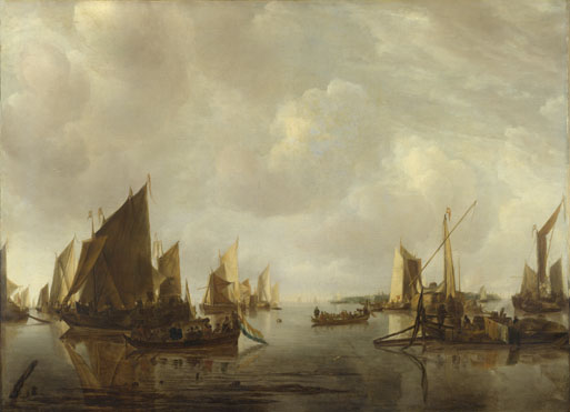 Jan van de Cappelle: 'A River Scene with Dutch Vessels Becalmed'