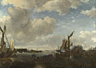 A River Scene with a Dutch Yacht firing a Salute