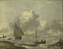 Vessels in Light Airs on a River near a Town