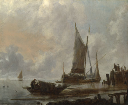 Jan van de Cappelle: 'Vessels Moored off a Jetty'