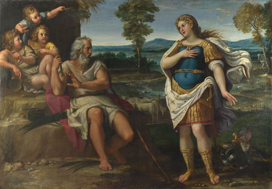 Circle of Annibale Carracci: 'Erminia takes Refuge with the Shepherds'