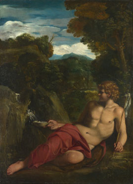 Circle of Annibale Carracci: 'Saint John the Baptist seated in the Wilderness'