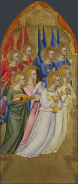 Attributed to Jacopo di Cione and workshop: 'Seraphim, Cherubim and Adoring Angels'