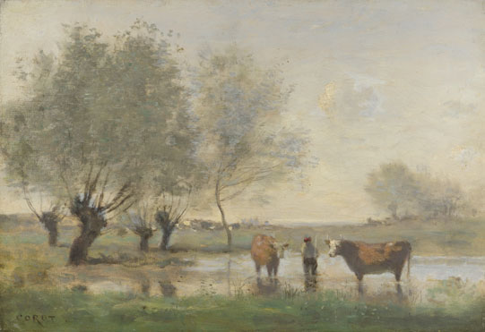 Jean-Baptiste-Camille Corot: 'Cows in a Marshy Landscape'