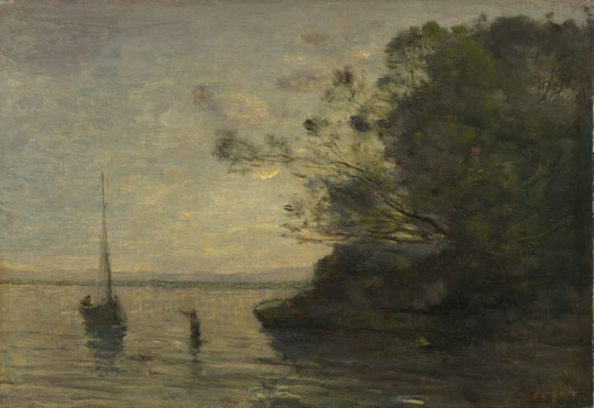 Jean-Baptiste-Camille Corot: 'Evening on the Lake'