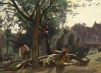 Detail from Corot, 'Peasants under the Trees at Dawn', about 1840-5