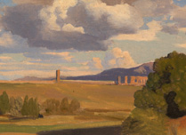 Detail from Corot, 'The Roman Campagna, with the Claudian Aqueduct', probably 1826
