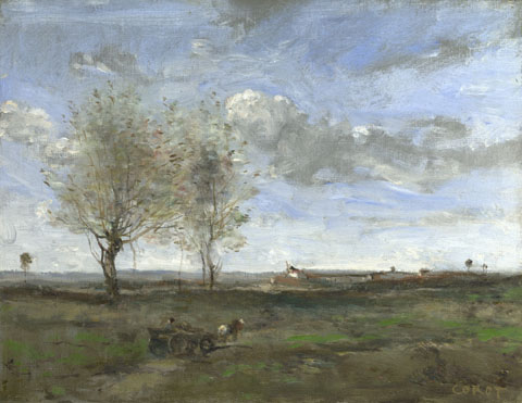 Jean-Baptiste-Camille Corot: 'A Wagon in the Plains of Artois'