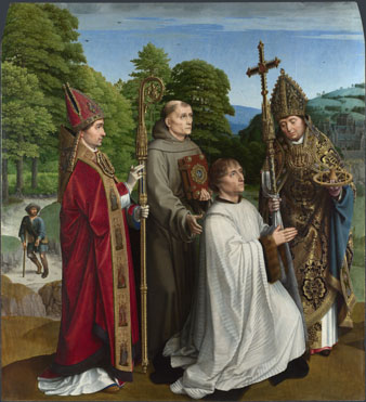 Gerard David: 'Canon Bernardijn Salviati and Three Saints'