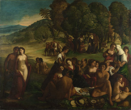 Attributed to Dosso Dossi: 'A Bacchanal'