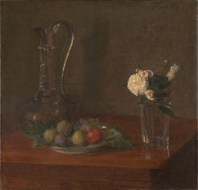Ignace-Henri-Théodore Fantin-Latour: 'Still Life with Glass Jug, Fruit and Flowers'