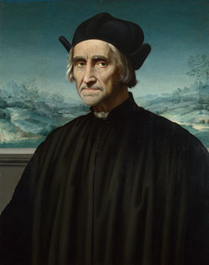 Attributed to Ridolfo Ghirlandaio: 'Portrait of Girolamo Benivieni'