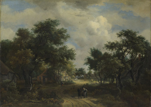Meindert Hobbema: 'A Road winding past Cottages'