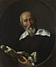 A Man holding an Armless Statuette