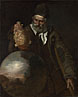 An Old Man holding a Pilgrim-Bottle