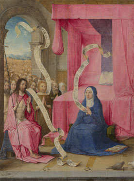 Juan de Flandes: 'Christ appearing to the Virgin'