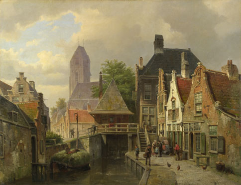 Willem Koekkoek: 'View of Oudewater'