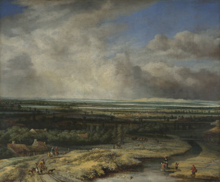 Philips Koninck: 'An Extensive Landscape with a Hawking Party'