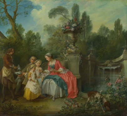Nicolas Lancret: 'A Lady in a Garden taking Coffee with some Children'