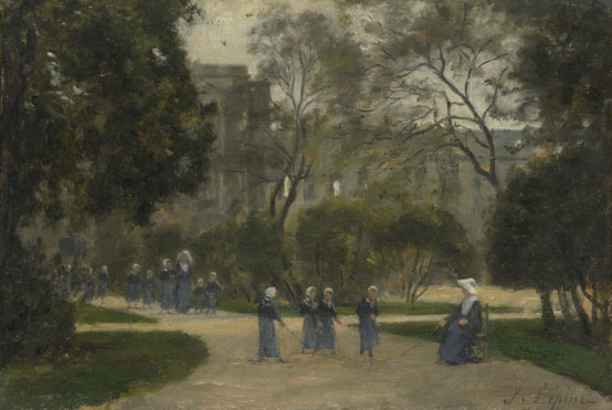 Stanislas-Victor-Edmond Lépine: 'Nuns and Schoolgirls in the Tuileries Gardens, Paris'