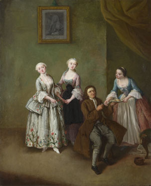 Pietro Longhi: 'An Interior with Three Women and a Seated Man'