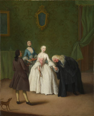 Pietro Longhi: 'A Nobleman kissing a Lady's Hand'