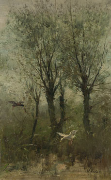 Willem Maris: 'Ducks alighting on a Pool'