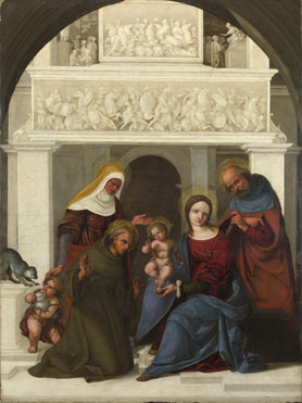 Lodovico Mazzolino: 'The Holy Family with Saint Francis'