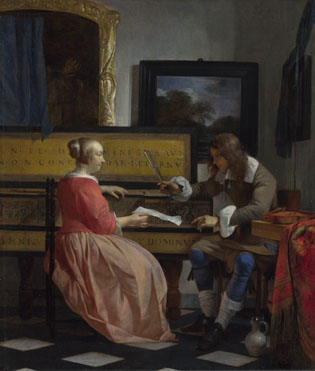 Gabriel Metsu: 'A Man and a Woman seated by a Virginal'