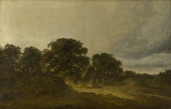 Attributed to Georges Michel: 'Landscape with Trees, Buildings and a Road'