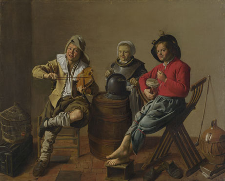 Jan Molenaer: 'Two Boys and a Girl making Music'