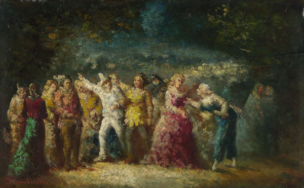 Adolphe Monticelli: 'Torchlight Procession'