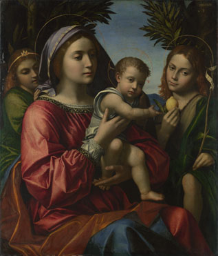 Paolo Morando: 'The Virgin and Child with the Baptist and an Angel'