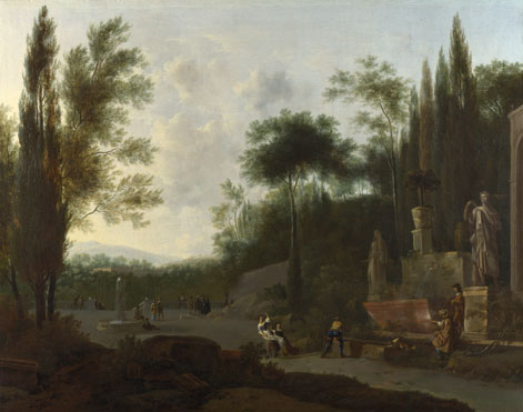 Frederick de Moucheron: 'Figures in an Italian Garden'