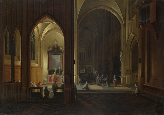 Pieter Neeffs the Elder: 'An Evening Service in a Church'
