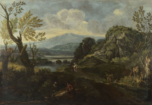 Attributed to Crescenzio Onofri: 'Landscape with Figures'